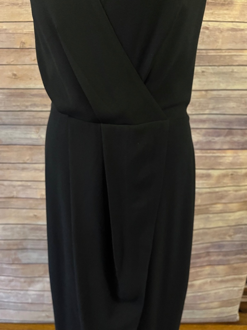 Dress The Population Black Ariel Plunging Faux Wrap Sleeveless Gown Size XL - Picture 5 of 16